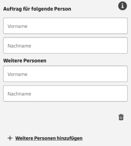 Eingabefeld „Auftraggeber“ im Nachsendeauftrag-Online-Formular im Shop der Deutschen Post
